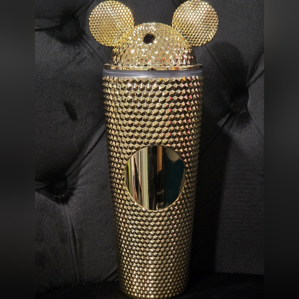 Metallic Gold Studded Tumbler with Ears